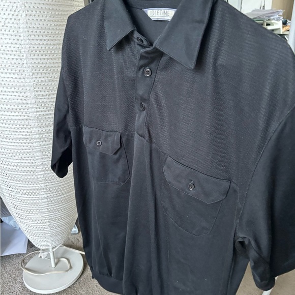 idletime shirt Men’s Large Black Collared Button Up Polo Pockets NWOT - Picture 3 of 12
